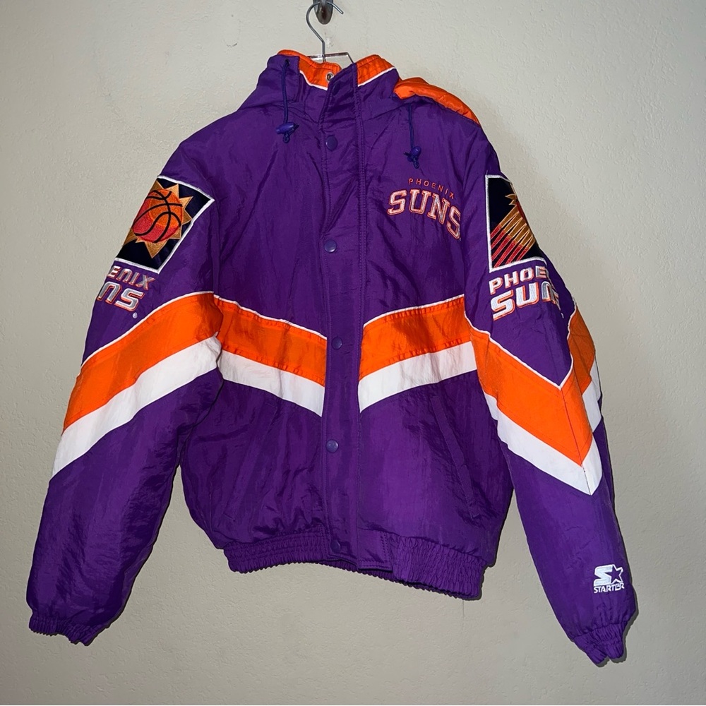Vintage Starter Phoenix Suns NBA Jacket Basketball Purple Orange Size Small